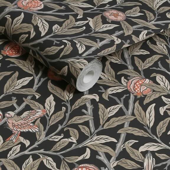 Shop Black Wallpaper Collection - Black tree & leaves design wallpaper roll