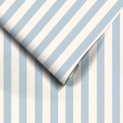 Click to view striped wallpaper from the Hallway Wallpaper Collection. Image of blue and white striped wallpaper.