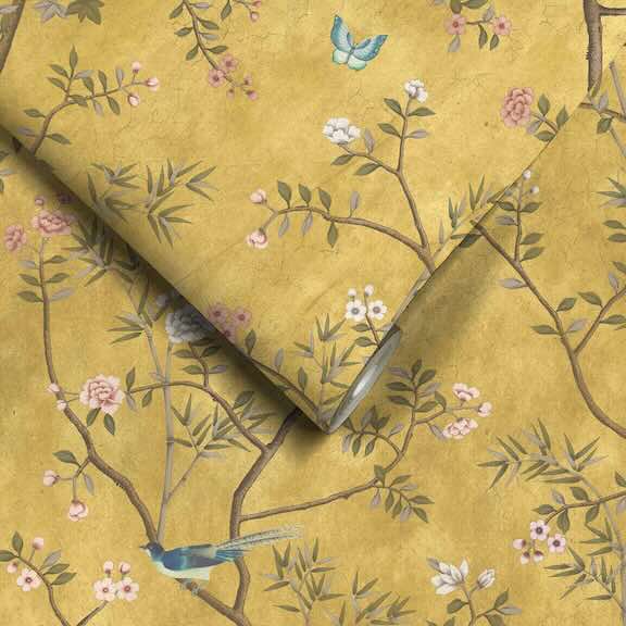 Shop yellow Wallpaper Collection - yellow trees leaves and bird design wallpaper roll by woodchip and magnolia