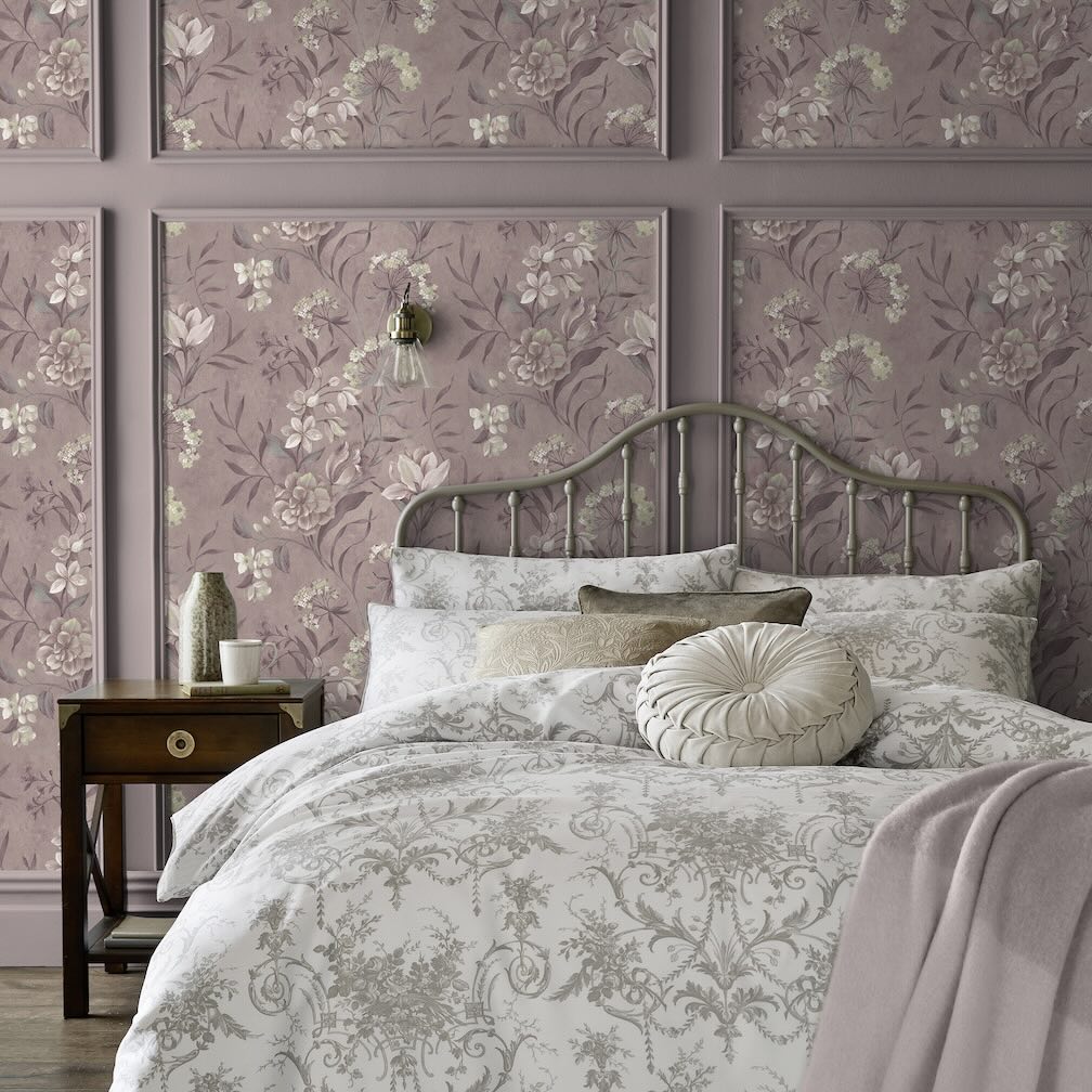 Laura Ashley Blairmore Floral Grape Wallpaper