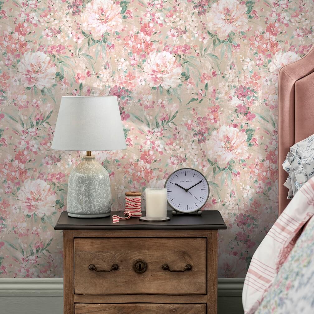 Laura Ashley Mayville Plaster Pink Wallpaper