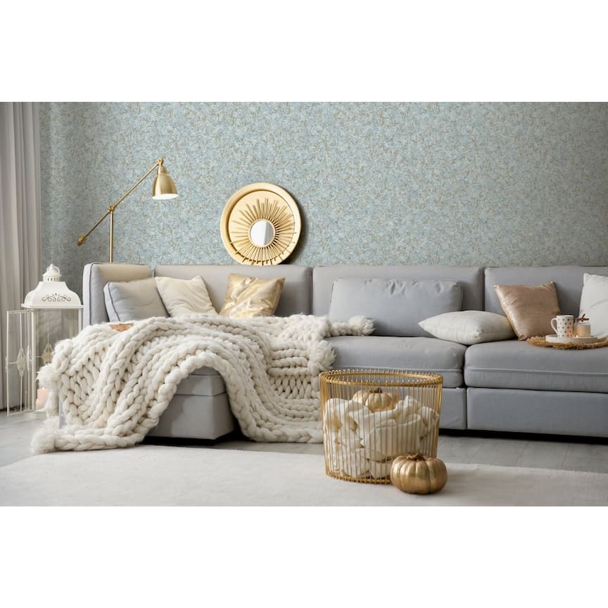 Arthouse Textured Marble Soft Blue / Gold Wallpaper