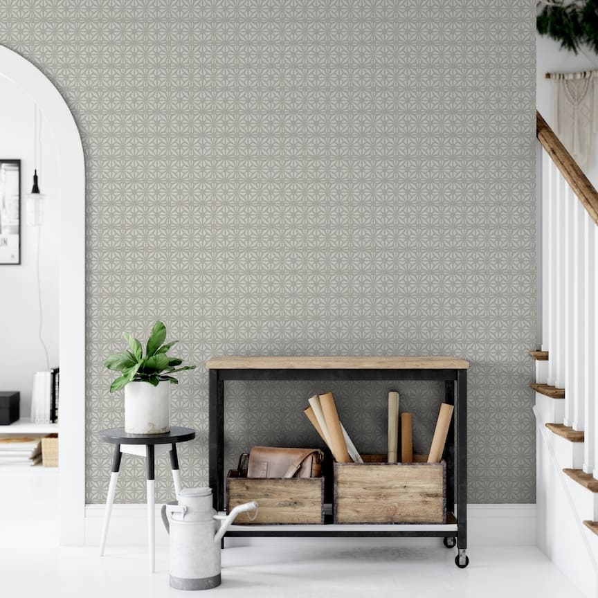 Arthouse Moorish Mosaic Warm Grey/Silver Wallpaper
