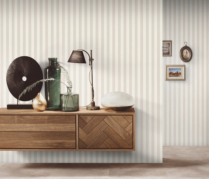 Erismann Entree Cream/Grey Stripe Wallpaper