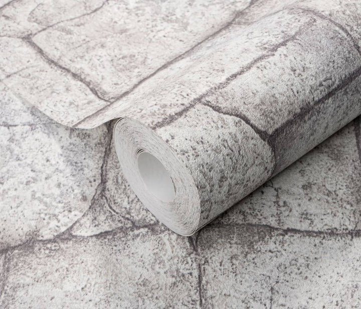 Erismann Grey / Cream Mineral Textured Stone Wallpaper