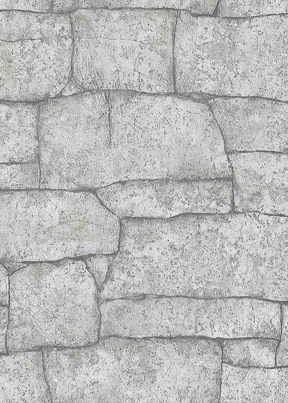 Erismann Grey / Cream Mineral Textured Stone Wallpaper