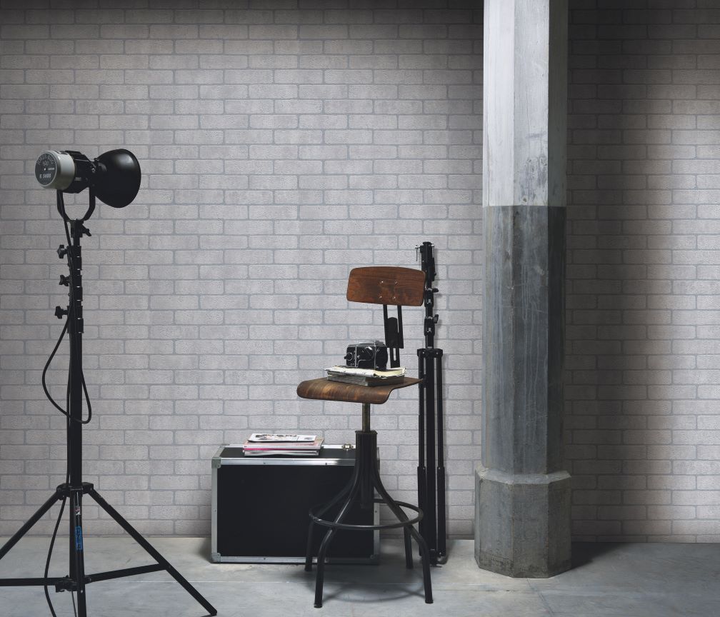 Erismann Grey Brick Non-Woven Wallpaper