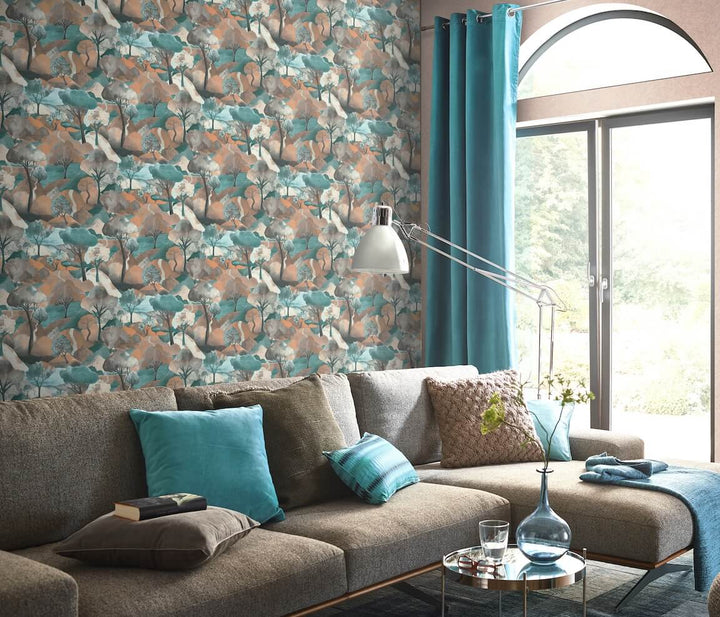 Erismann Tree Landscape Brown Vinyl Wallpaper
