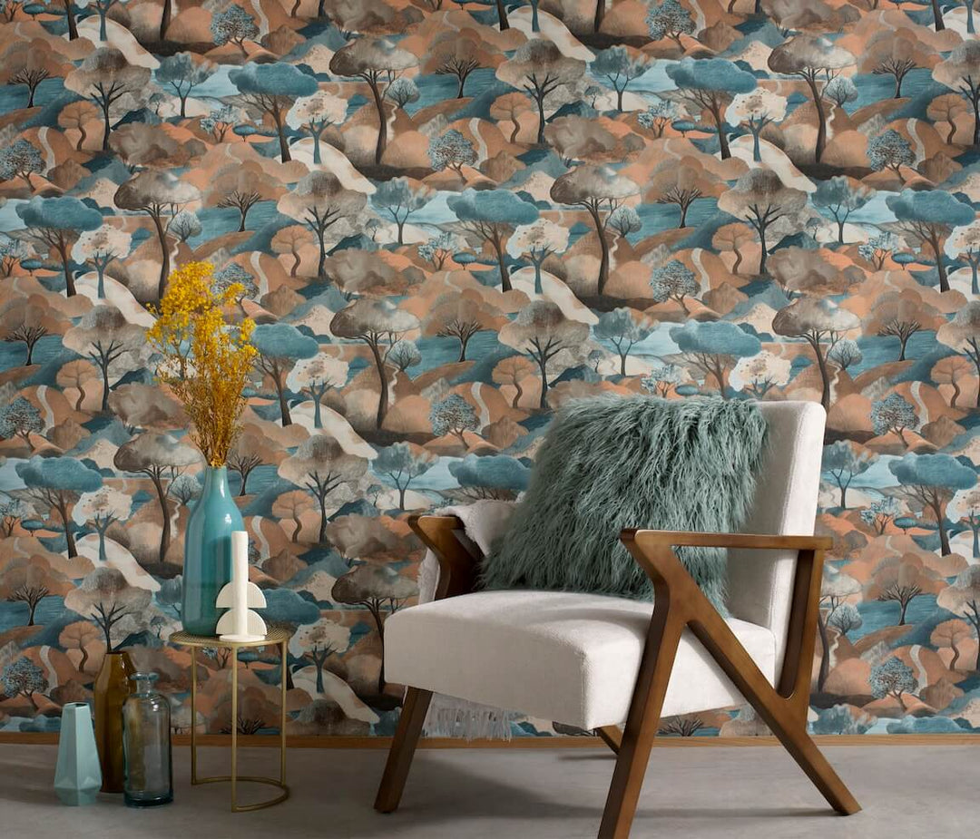 Erismann Tree Landscape Brown Vinyl Wallpaper