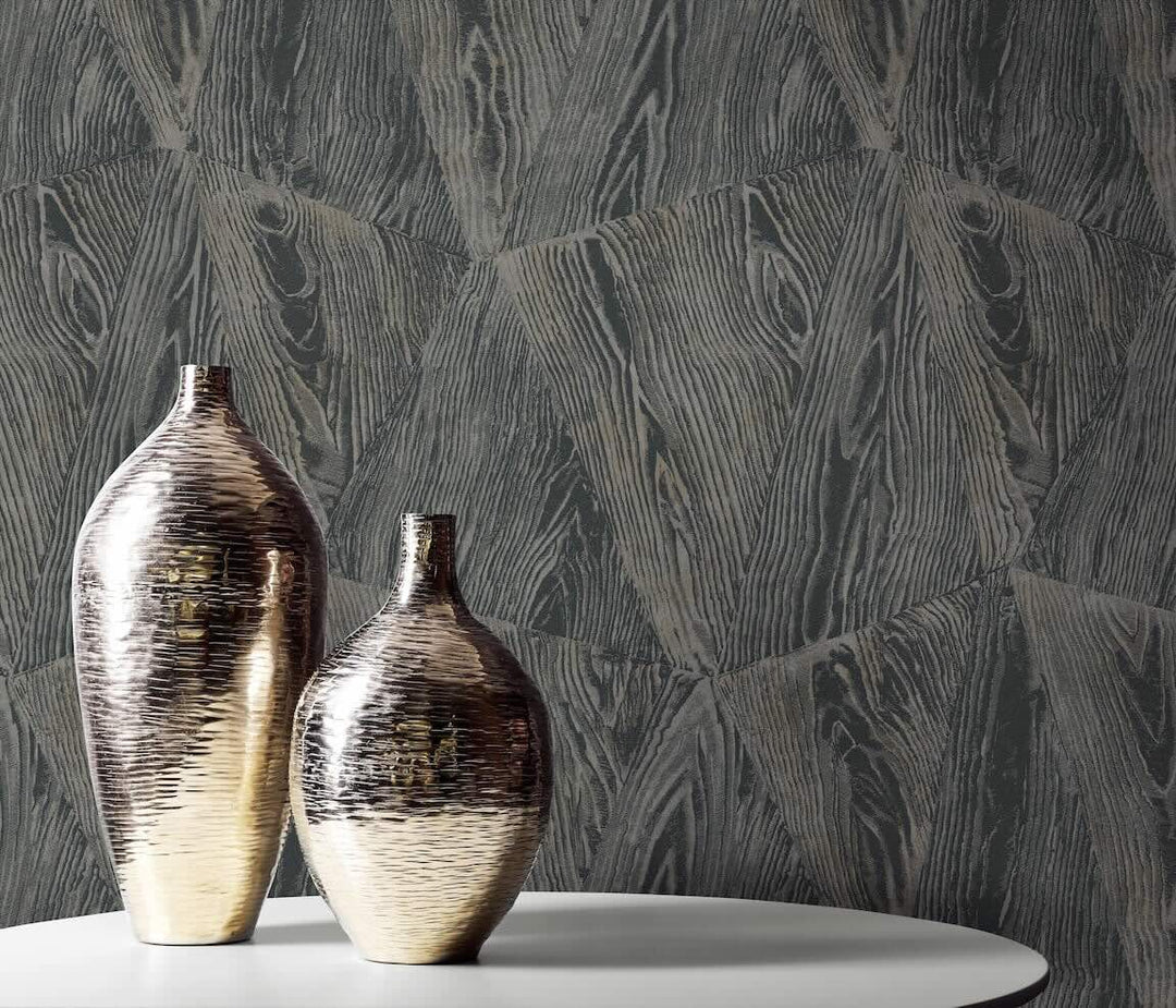 The Erismann Sonata Wood Grain Black Wallpaper