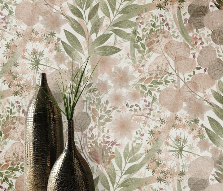 Erismann Secret Grove Floral Pink/Green Wallpaper