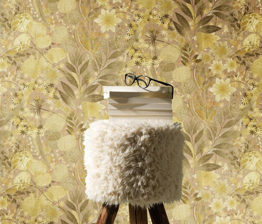 Erismann Secret Grove Floral Deep Ochre Wallpaper