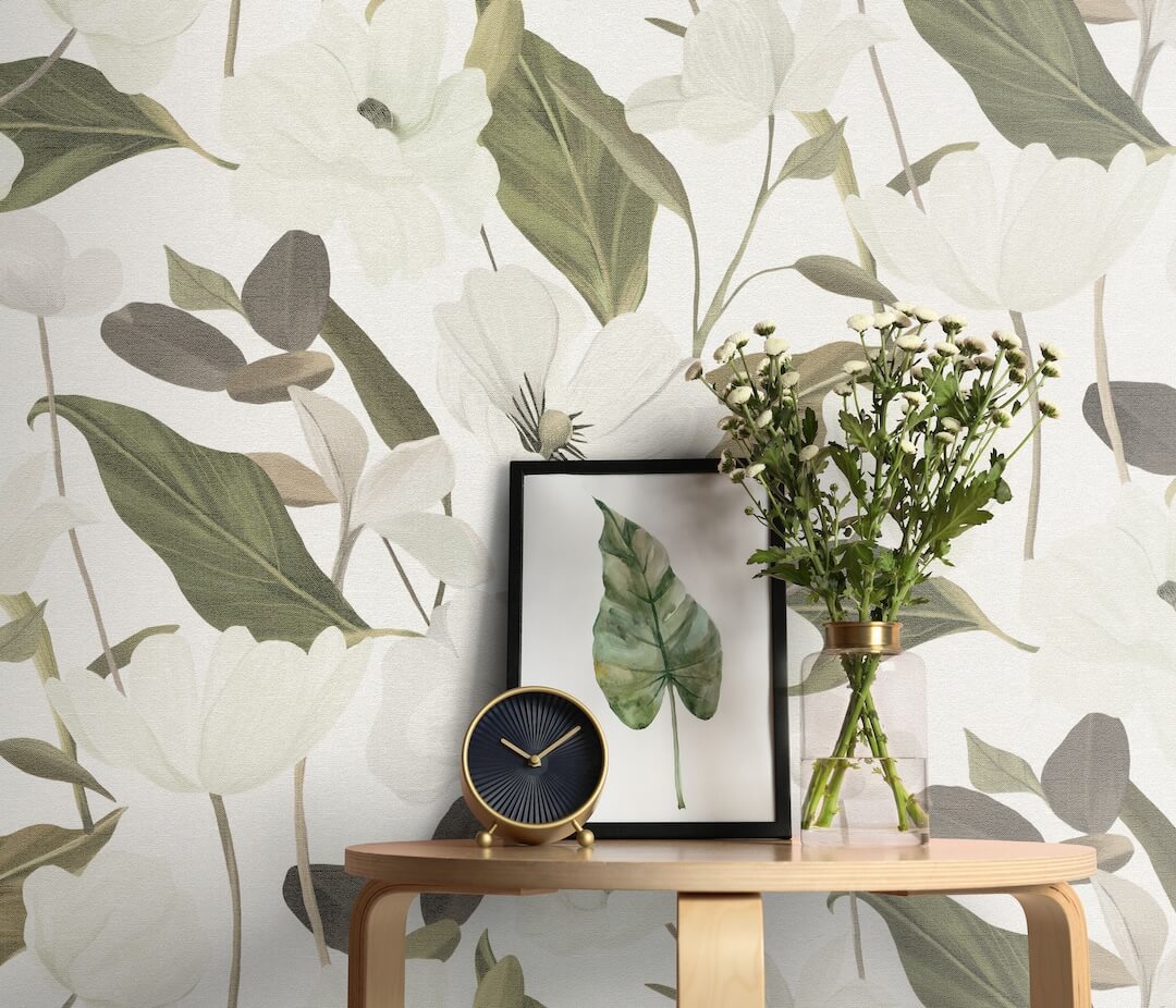 Erismann Fairy Blossom Floral White/Green Wallpaper