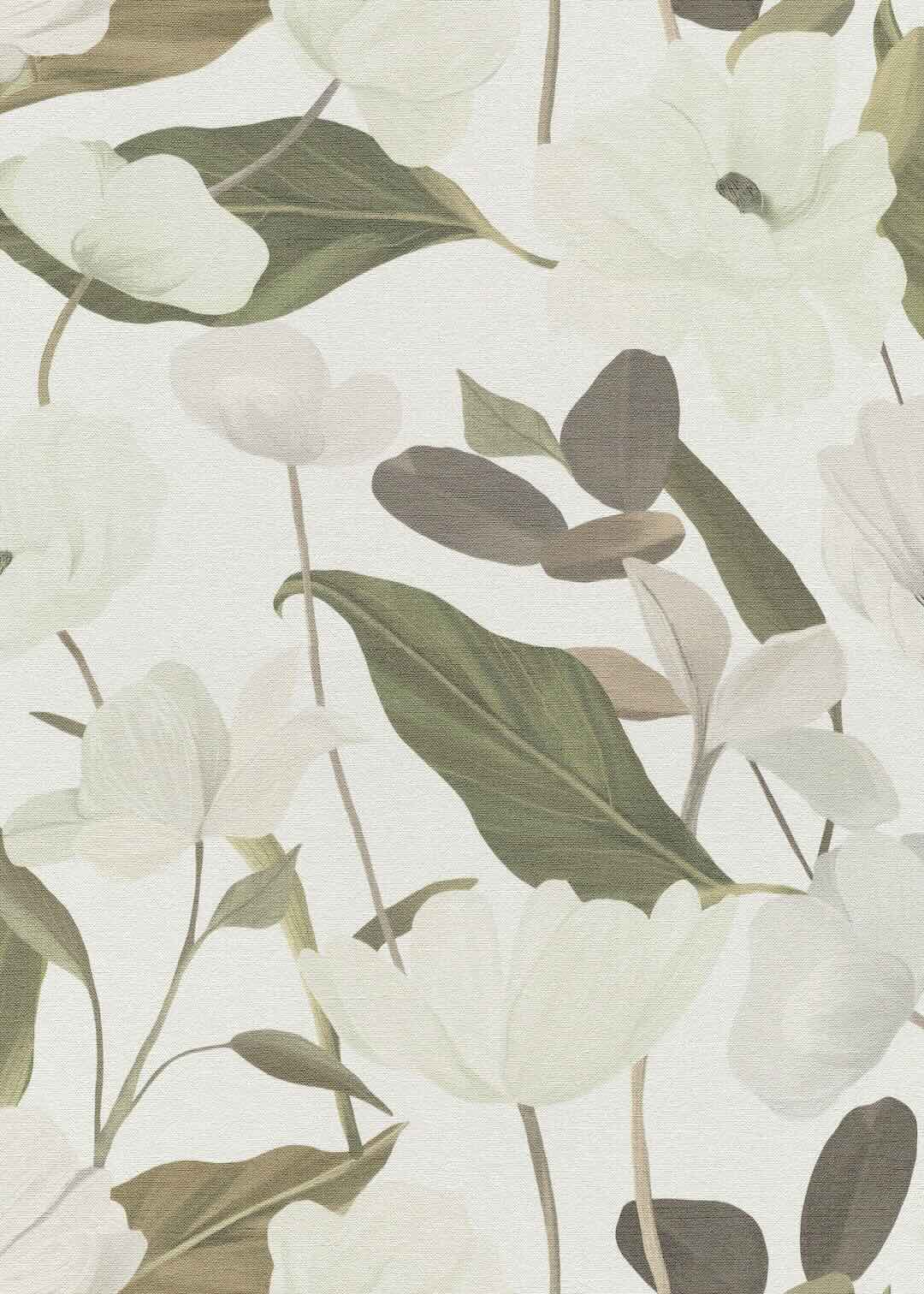 Erismann Fairy Blossom Floral White/Green Wallpaper