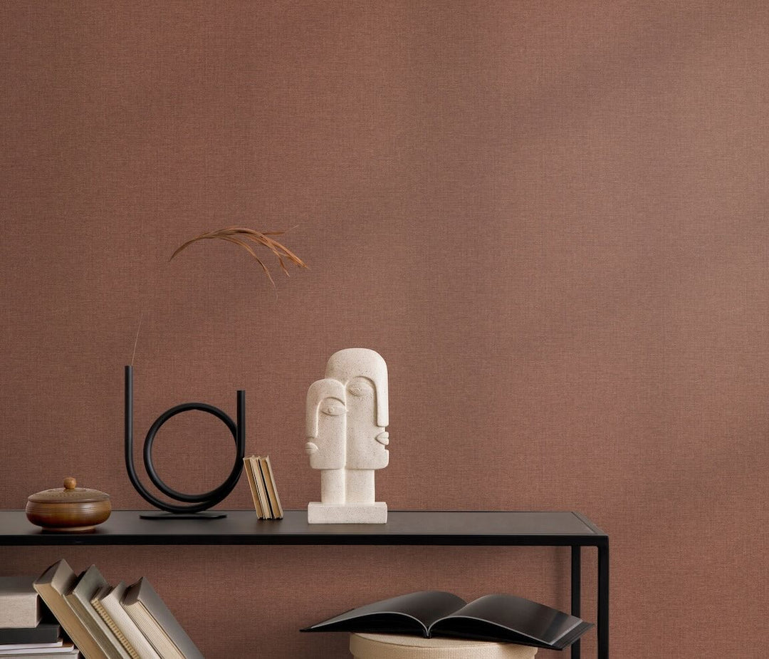 Erismann Serenity Linen Texture Rust Red Wallpaper