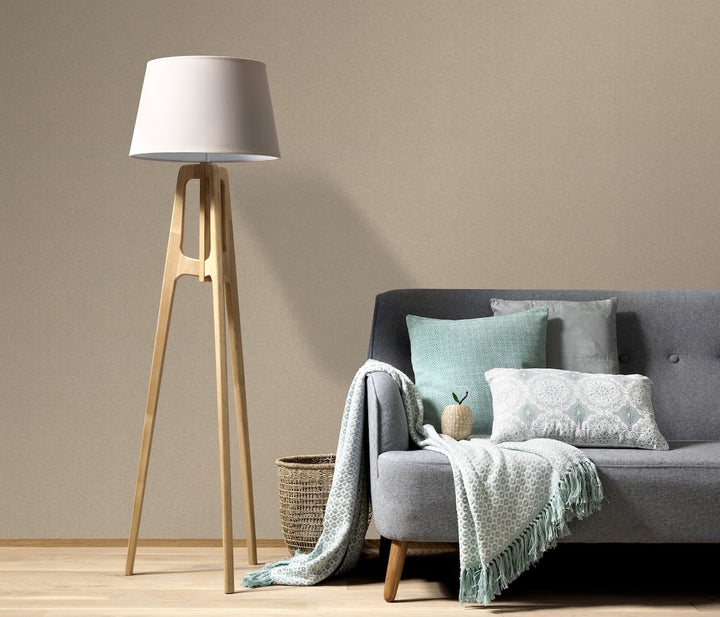 Erismann Serenity Linen Texture Caramel Wallpaper