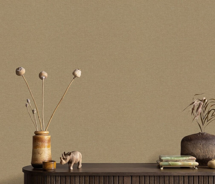 Erismann Serenity Linen Texture Old Gold Wallpaper