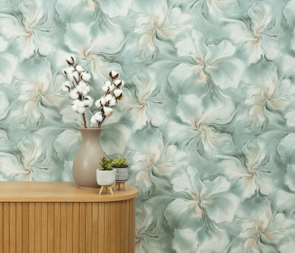 Erismann Aurora Turquoise Floral Wallpaper