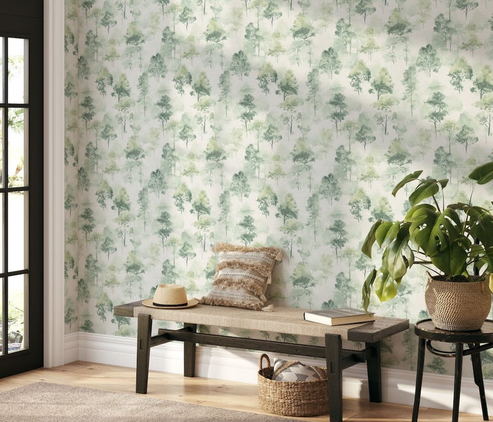 Erismann Forest Dreams Woodland Tree Green Wallpaper