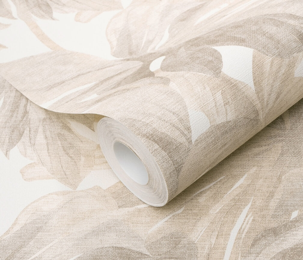 Erismann Forest Dreams Monstera Leaves Beige Wallpaper