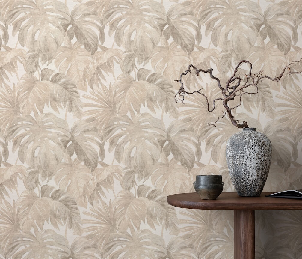 Erismann Forest Dreams Monstera Leaves Beige Wallpaper