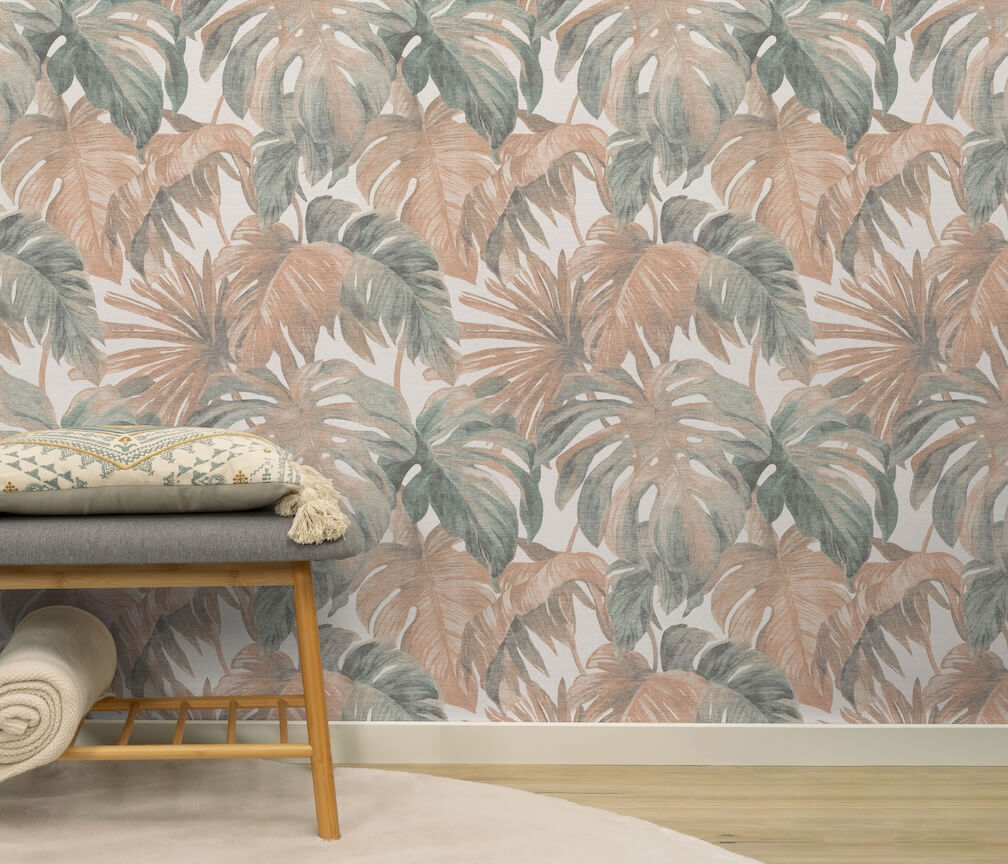 Erismann Forest Dreams Monstera Leaves Brown Wallpaper