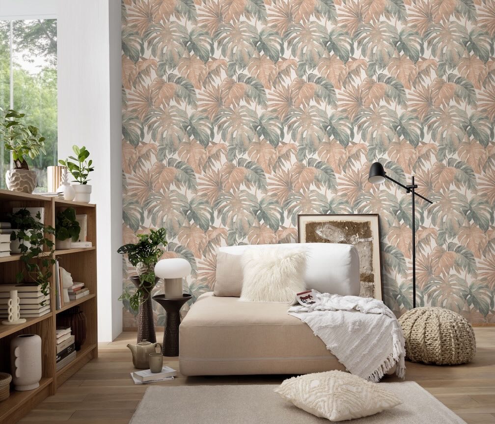 Erismann Forest Dreams Monstera Leaves Brown Wallpaper