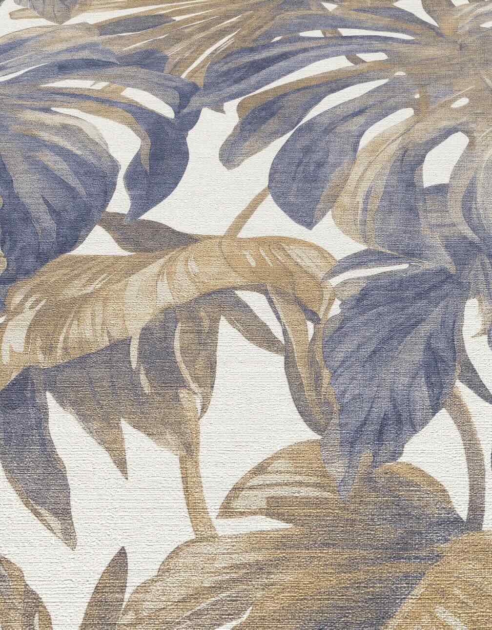 Erismann Forest Dreams Monstera Leaves Blue Wallpaper