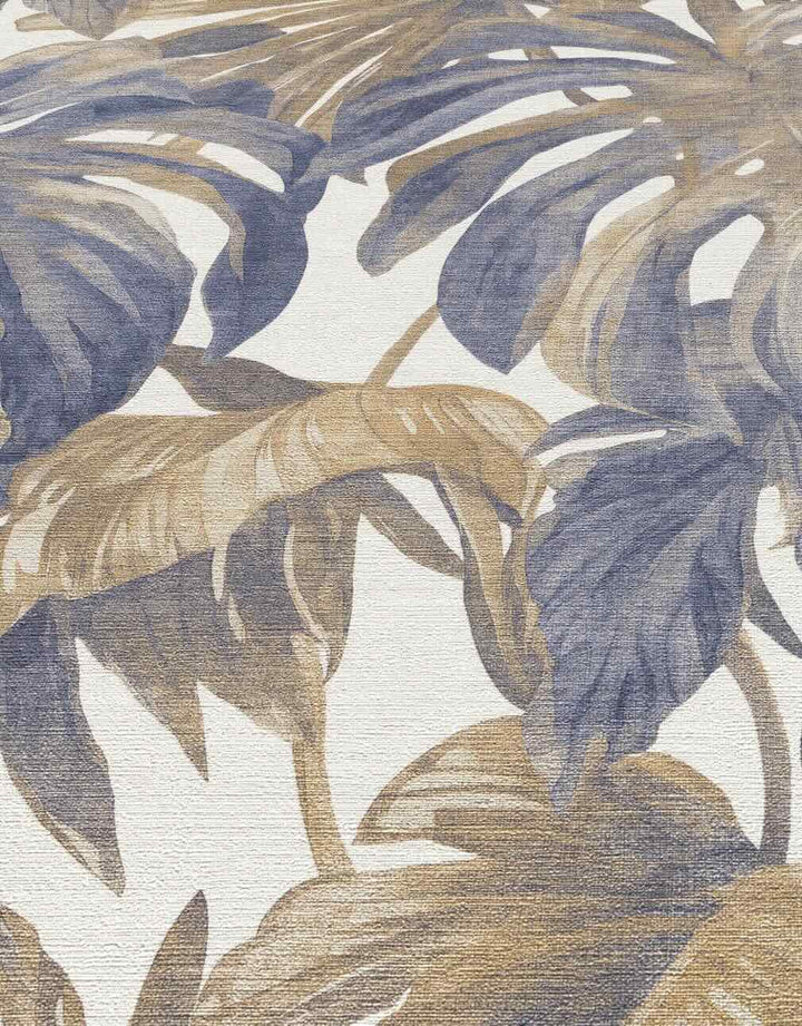 Erismann Forest Dreams Monstera Leaves Blue Wallpaper