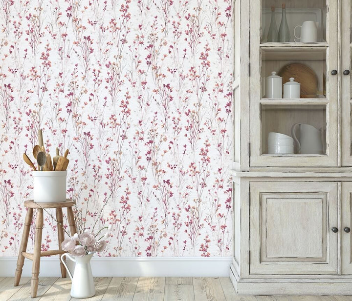 Erismann Bright Meadow Flower Purple Wallpaper