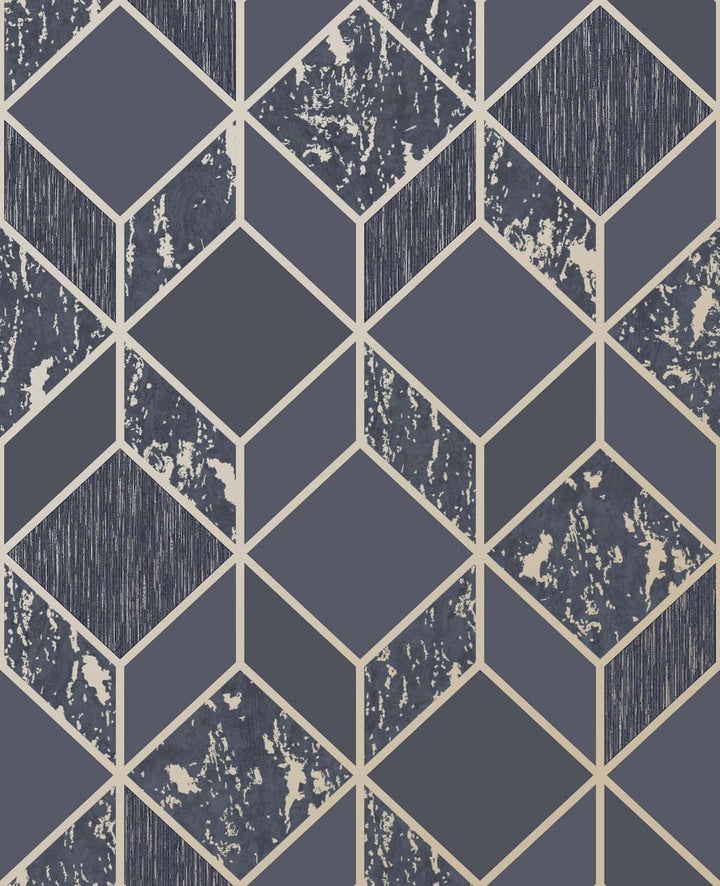 Superfresco Vittorio navy gold geometric Wallpaper