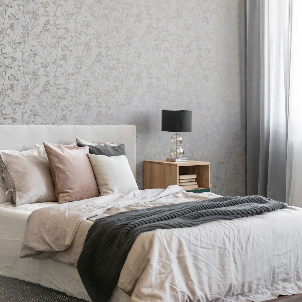 Hedegrow Grey Pale Gold Wallpaper