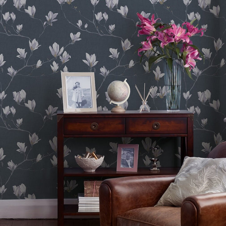 Laura Ashley Magnolia Grove Dusky Seaspray Wallpaper