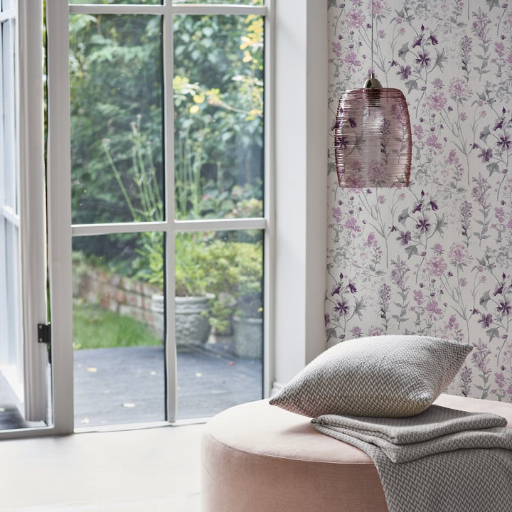 Laura Ashley Wild Meadow Pale Iris Wallpaper