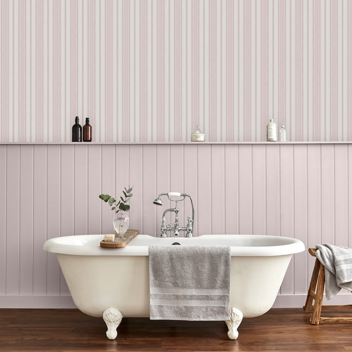 Laura Ashley Heacham Stripe Blush Wallpaper