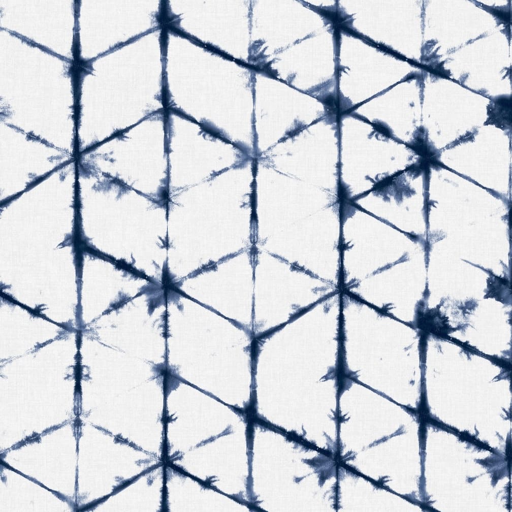 Geo Tie Dye White & Blue Wallpaper