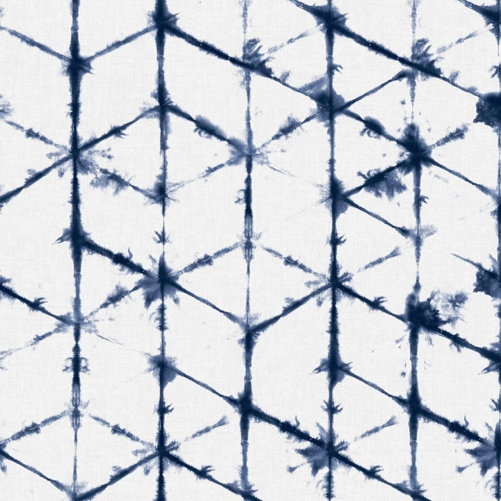 Geo Tie Dye White & Blue Wallpaper
