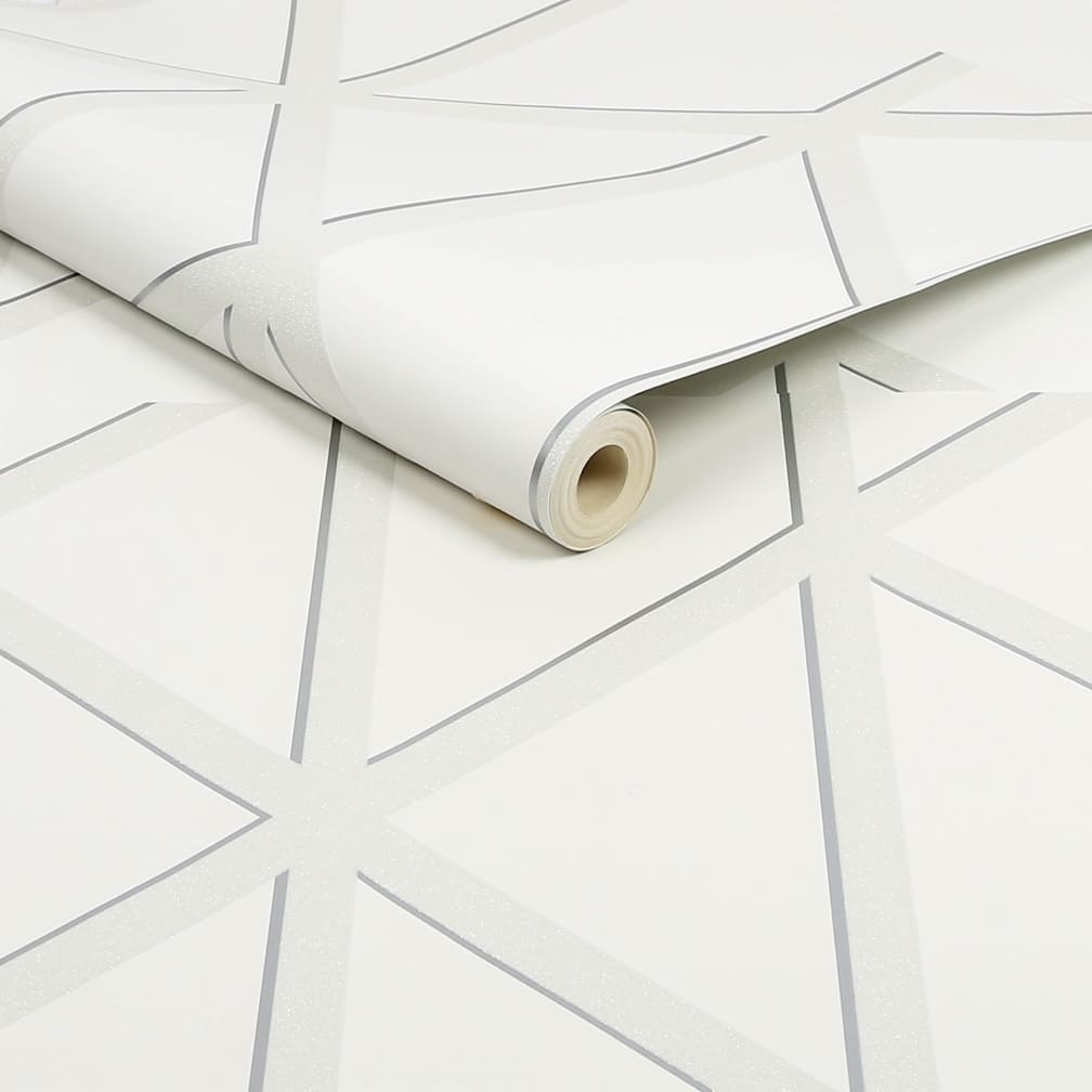 Geometric White Panel Wallpaper
