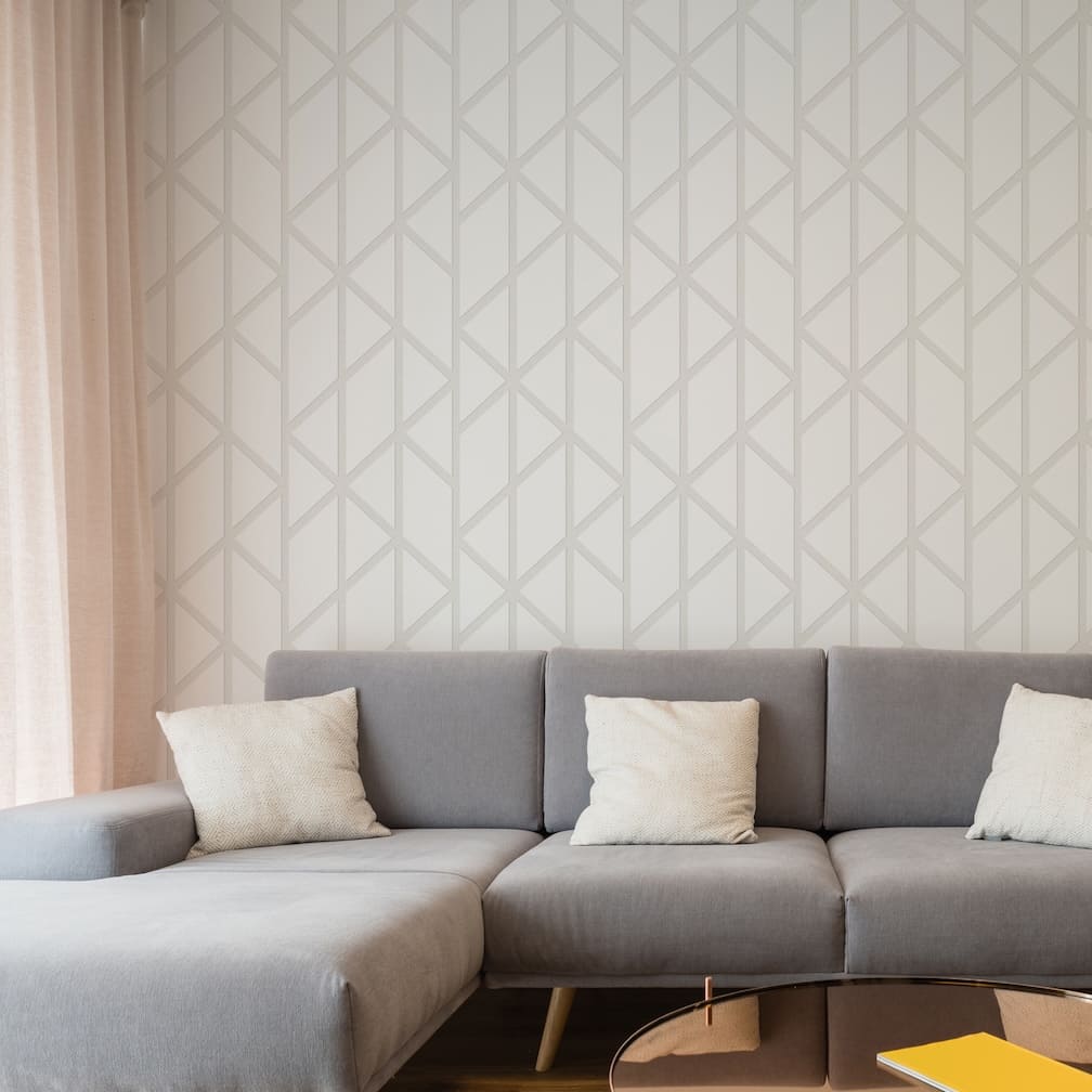 Geometric White Panel Wallpaper