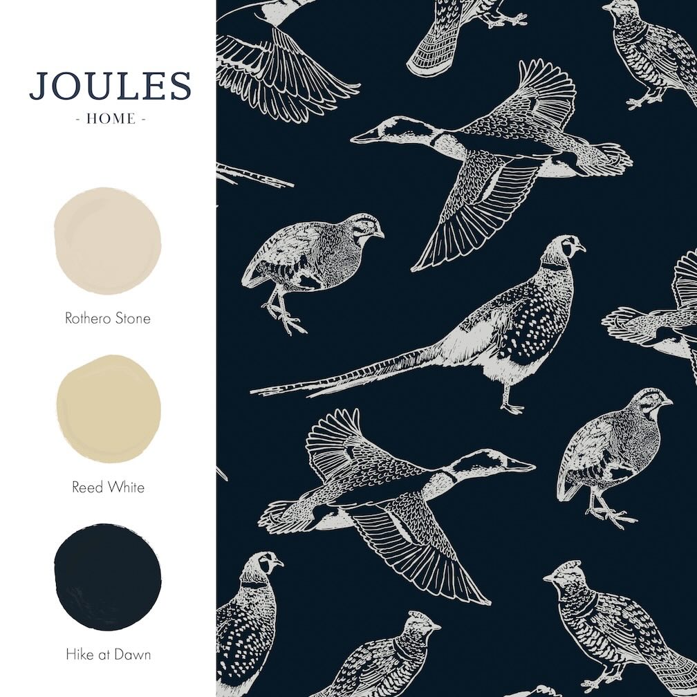 Joules Hunting Birds French Navy Wallpaper