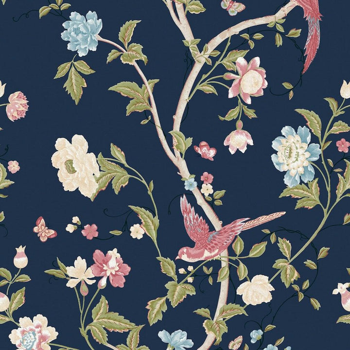 Laura Ashley Summer Palace Midnight Blue Wallpaper