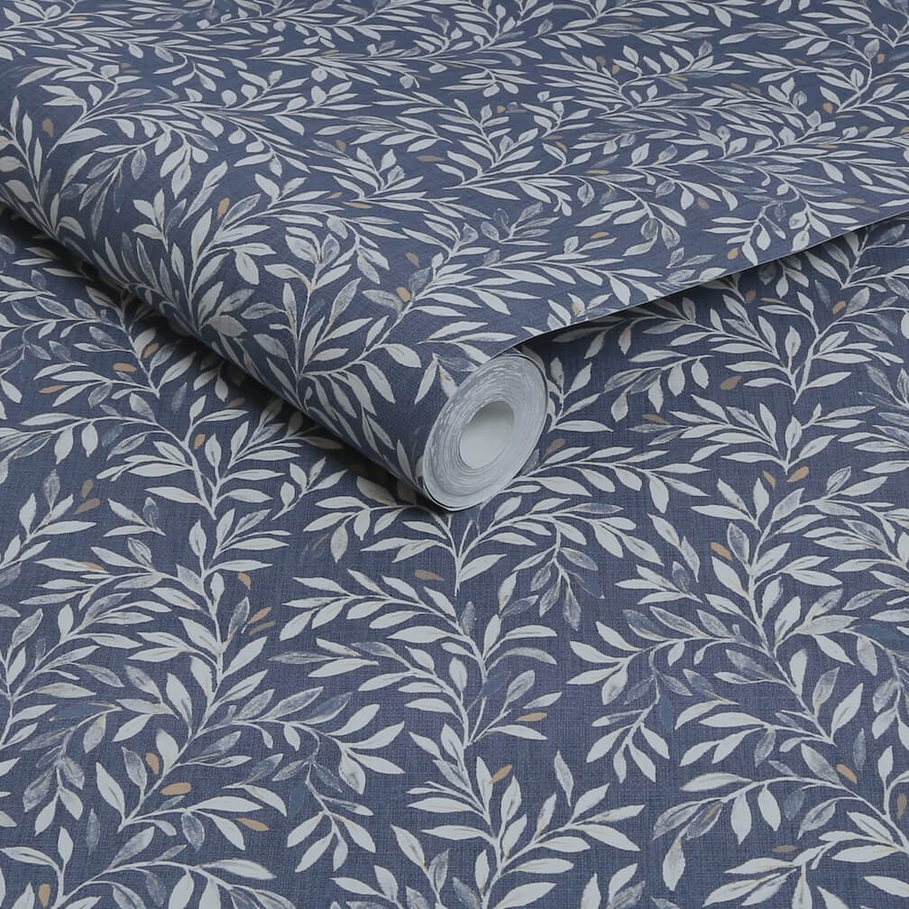Next Ditsy Leaf Navy Wallpaper