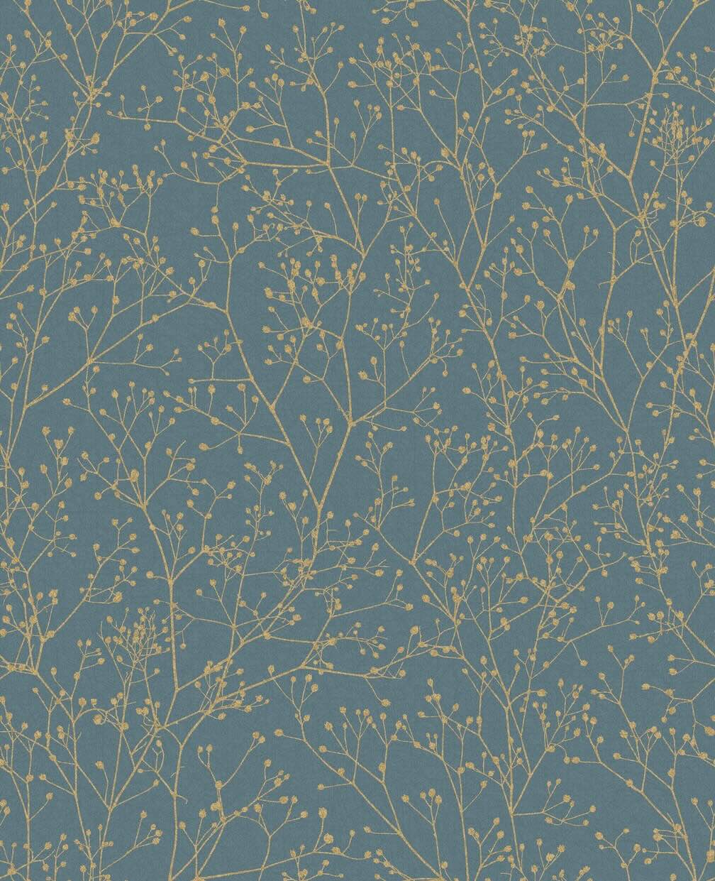 Clarissa Hulse Gypsophila Airforce Blue & Soft Gold Wallpaper