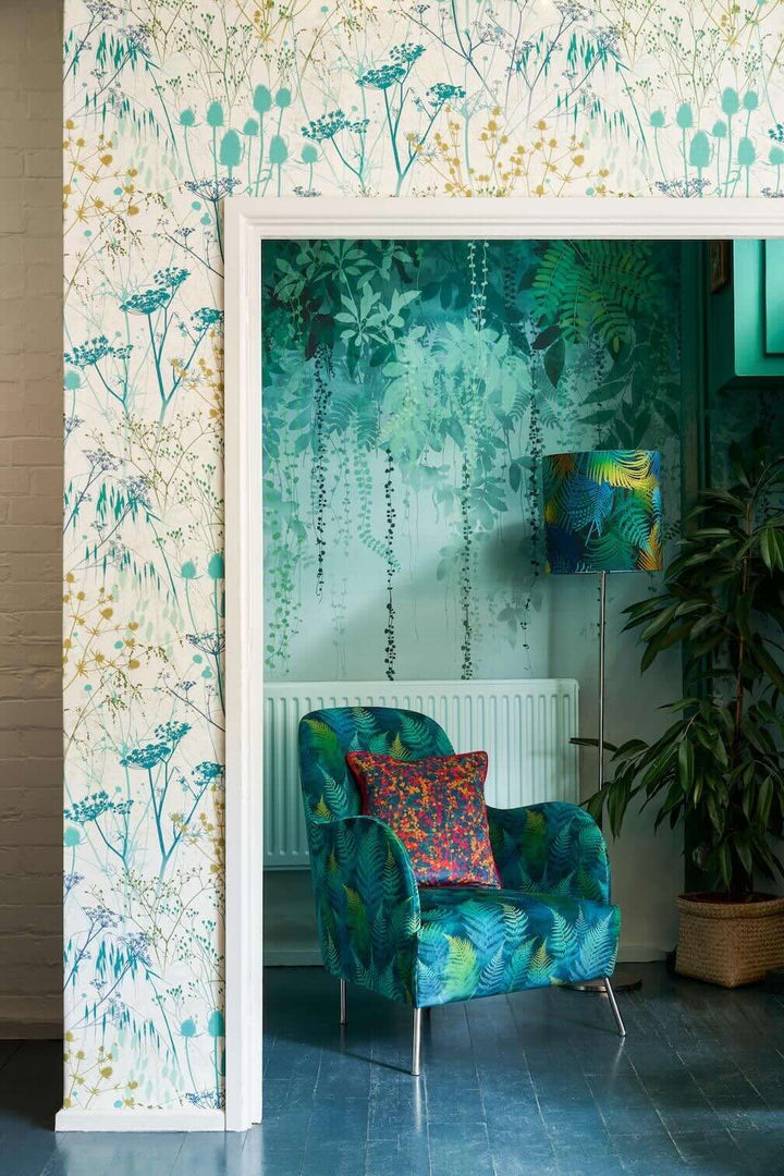Clarissa Hulse Summer Border Verdigris Wallpaper