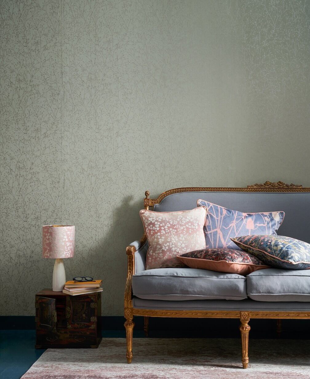 Clarissa Hulse Gypsophila Spring Green & Silver Wallpaper