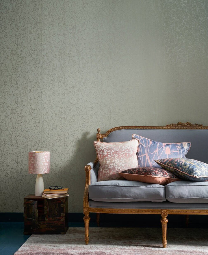 Clarissa Hulse Gypsophila Spring Green & Silver Wallpaper