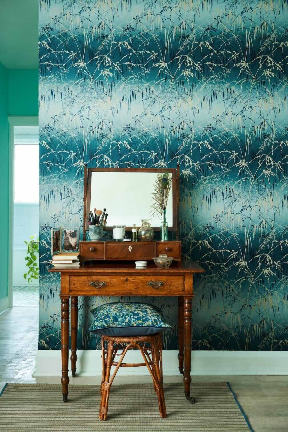 Clarissa Hulse Meadow Grass Teal & Soft Gold Wallpaper
