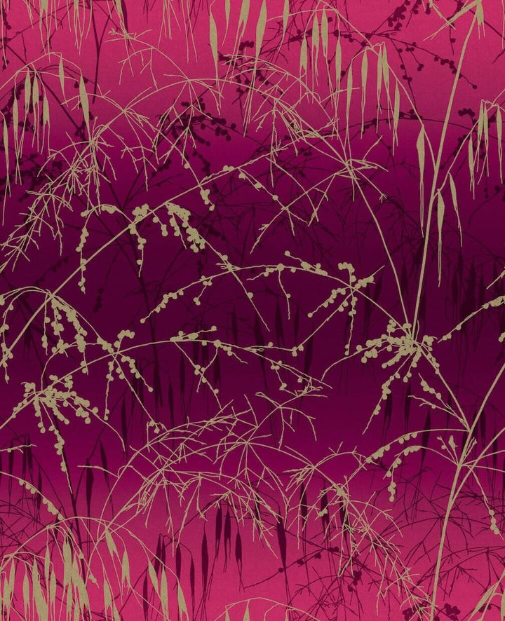Clarissa Hulse Meadow Grass Damson & Soft Gold Wallpaper