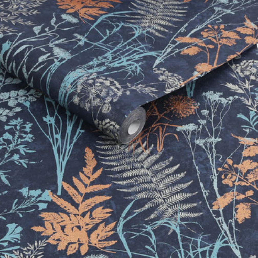 Superfresco Organics Navy and Copper Wallpaper