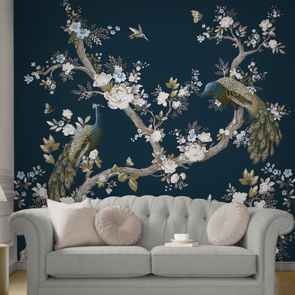 Laura Ashley Belvedere White / Midnight Mural